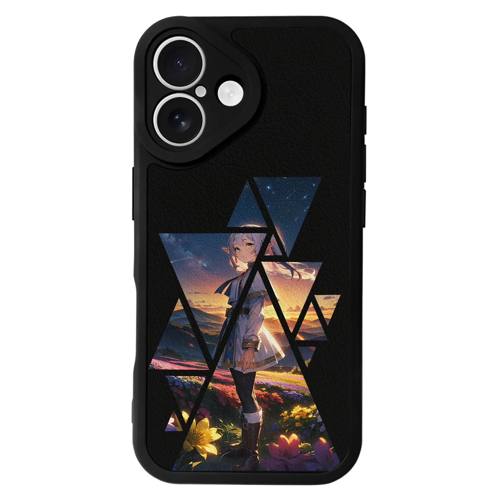 葬送のフリーレン（Frieren） グッズ,フリーレン（Frieren） - IPhone 16シリーズ対応 ・ シリコンスマホケース ・ レザー調 ・ 高精度フィット ・ 耐衝撃 ・ ワイヤレス充電対応 ・ 精密カット